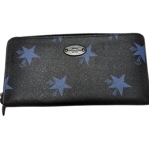 Coach Black Wallet with Blue Star Design